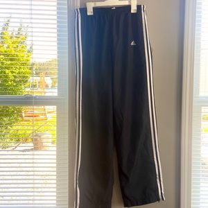 Adidas dry fit sweat pants, black and white, womens medium,